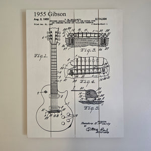 Guitar Patent Wooden Panel Wall Art Decor
