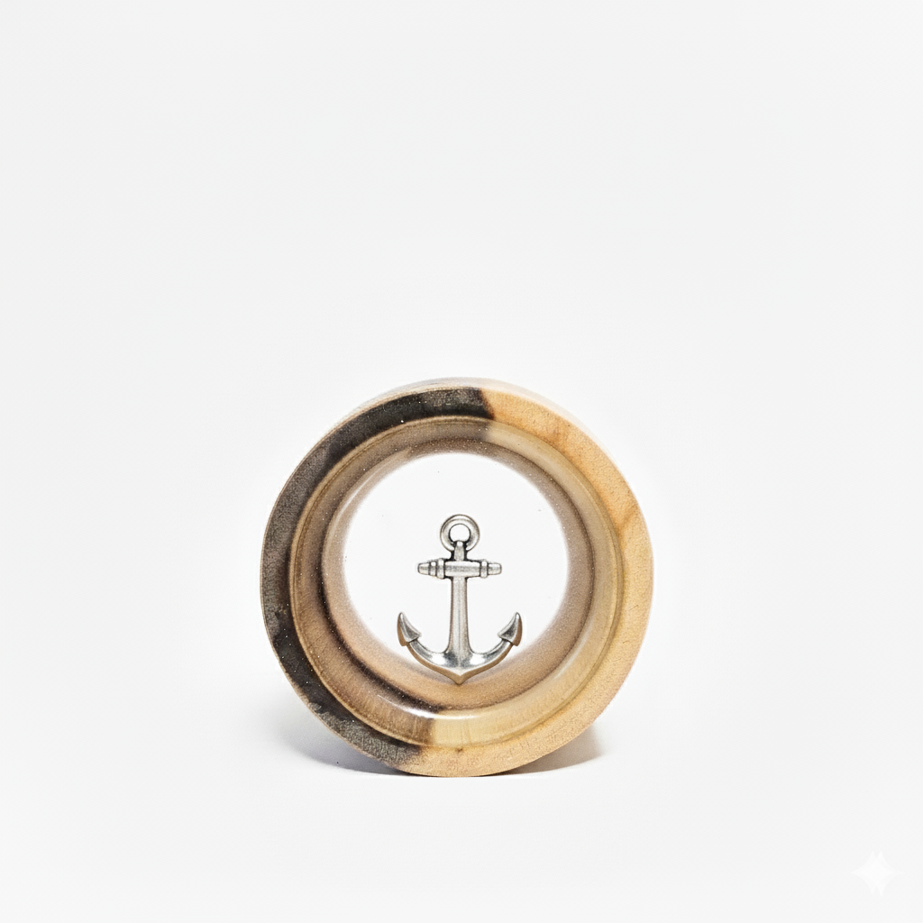 Engraved Anchor Wooden Beer Can Cooler