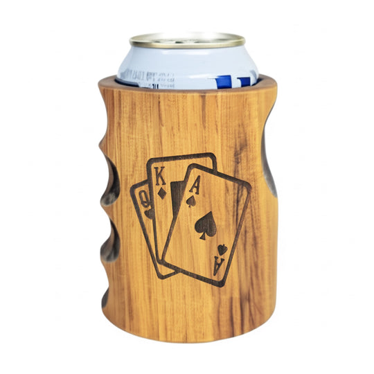 Engraved Playing Cards Wooden Beer Can Cooler