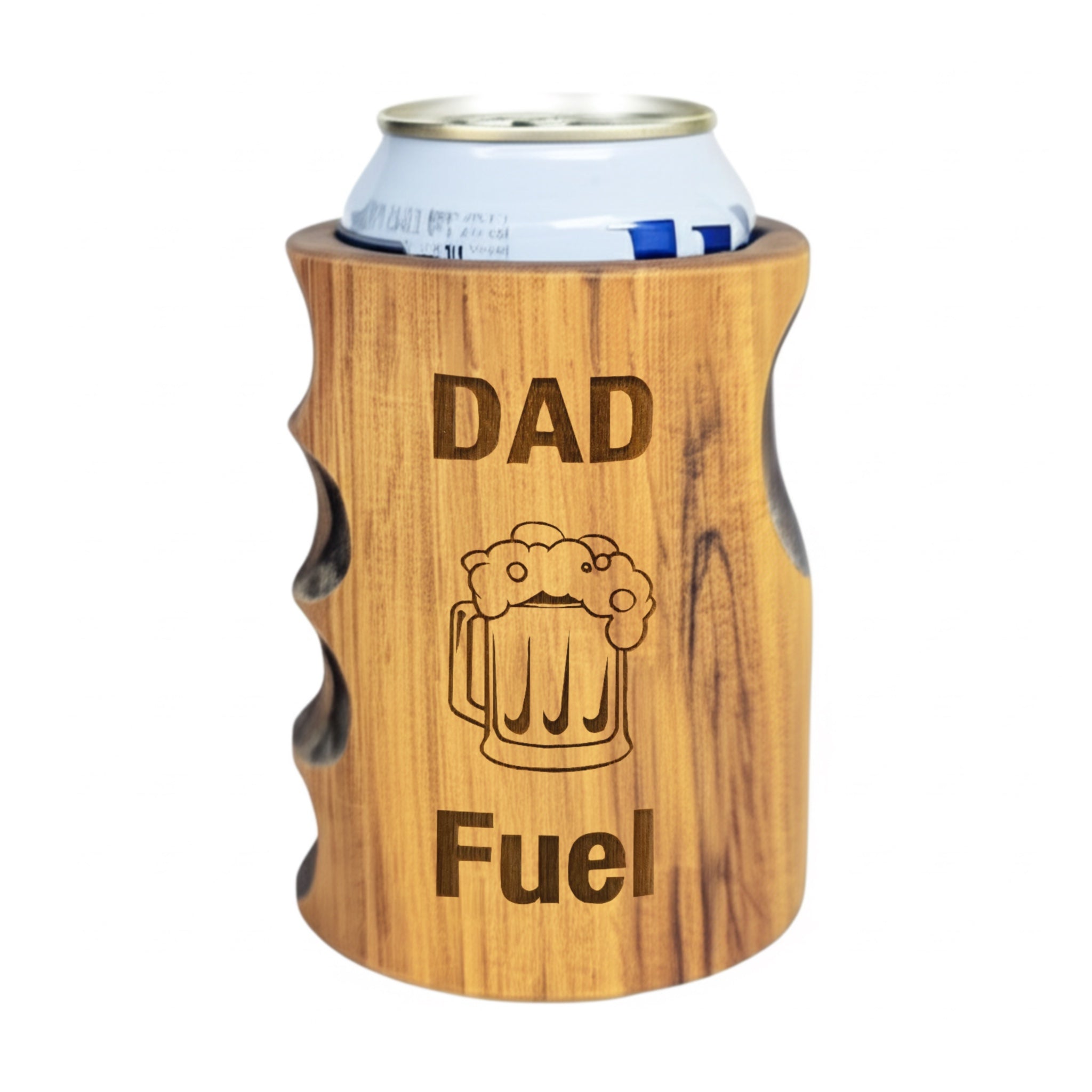 Engraved Dad Fuel Wooden Beer Can Cooler