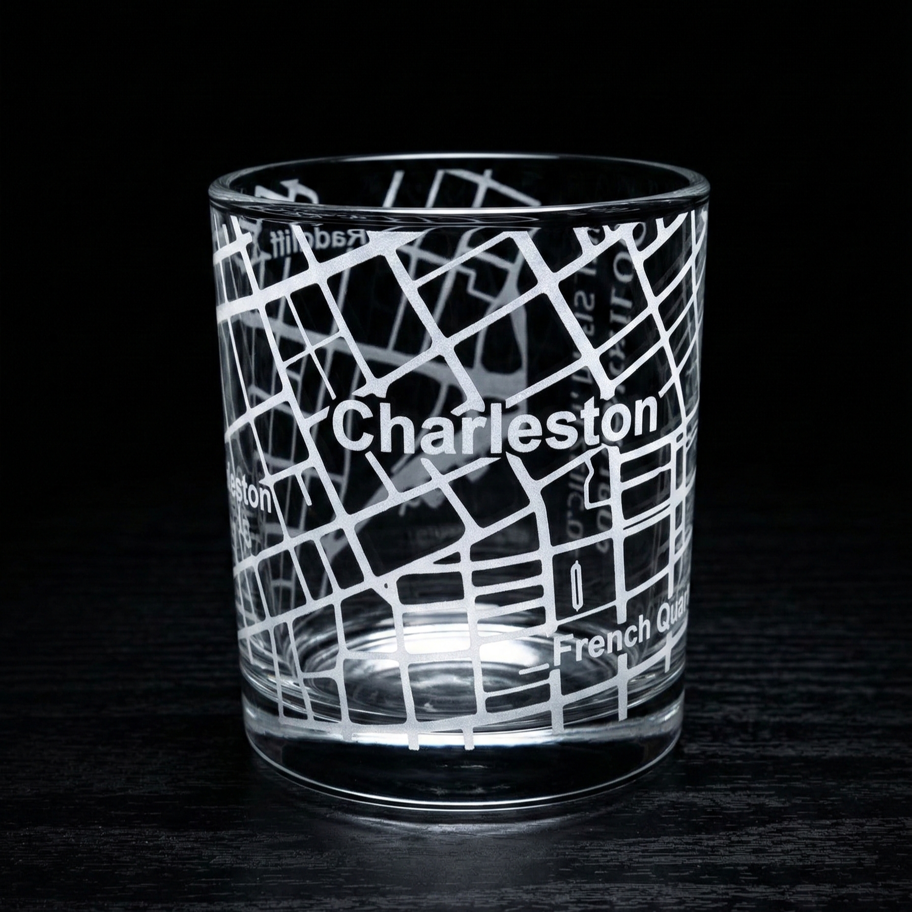 Charleston, SC Map Engraved Whiskey Glass
