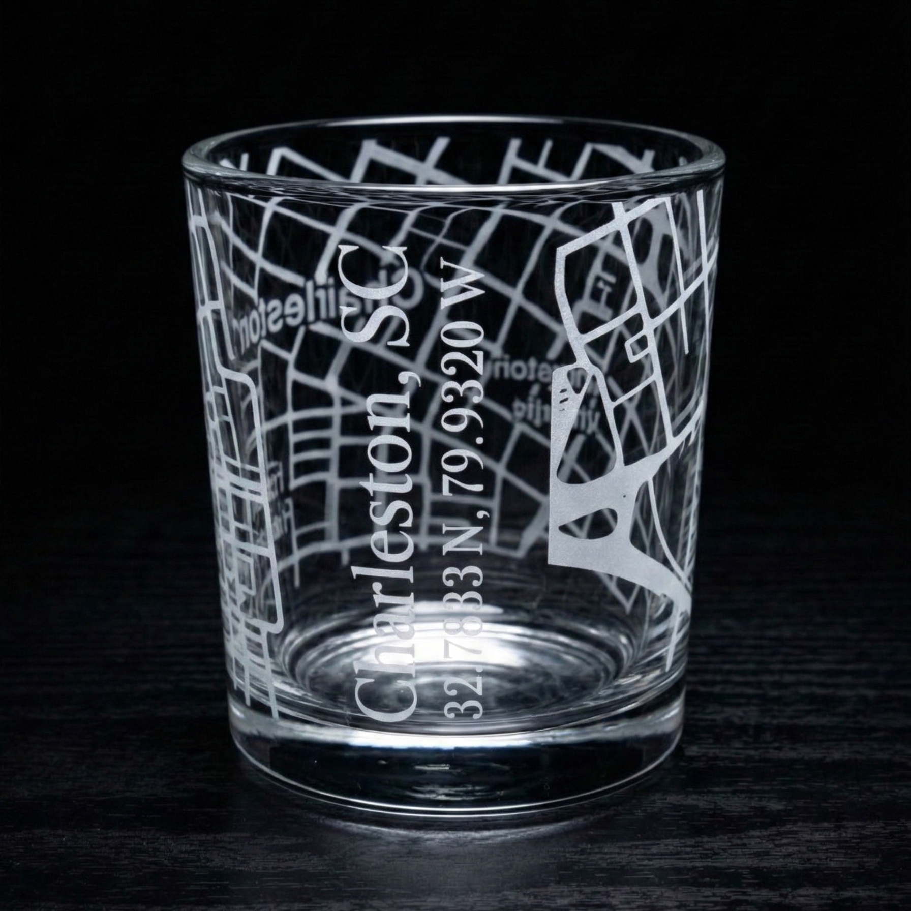Charleston, SC Map Engraved Whiskey Glass