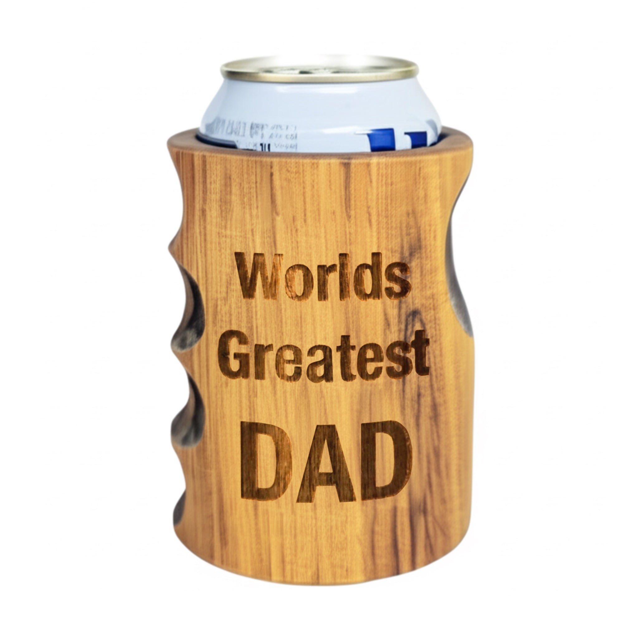 Engraved World's Greatest Dad Wooden Beer Can Cooler