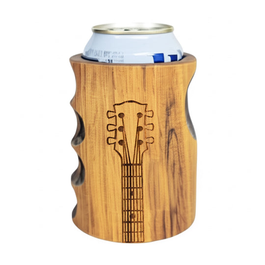 Engraved Guitar Neck Wooden Beer Can Cooler