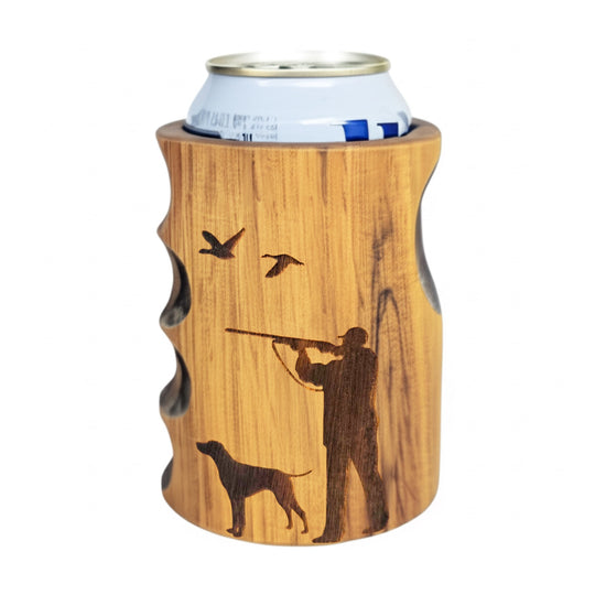 Engraved Hunter Wooden Beer Can Cooler