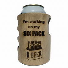 Load image into Gallery viewer, Engraved Six Pack Wooden Beer Can Cooler