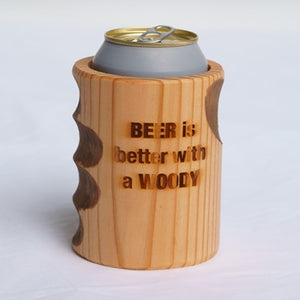 Engraved "BIBWAW" Wooden Beer Can Cooler