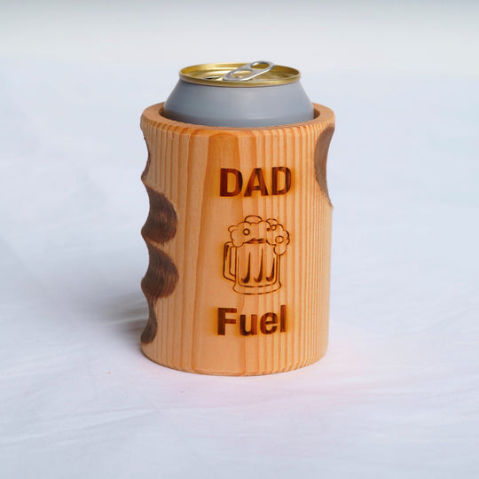Engraved Dad Fuel Wooden Beer Can Cooler