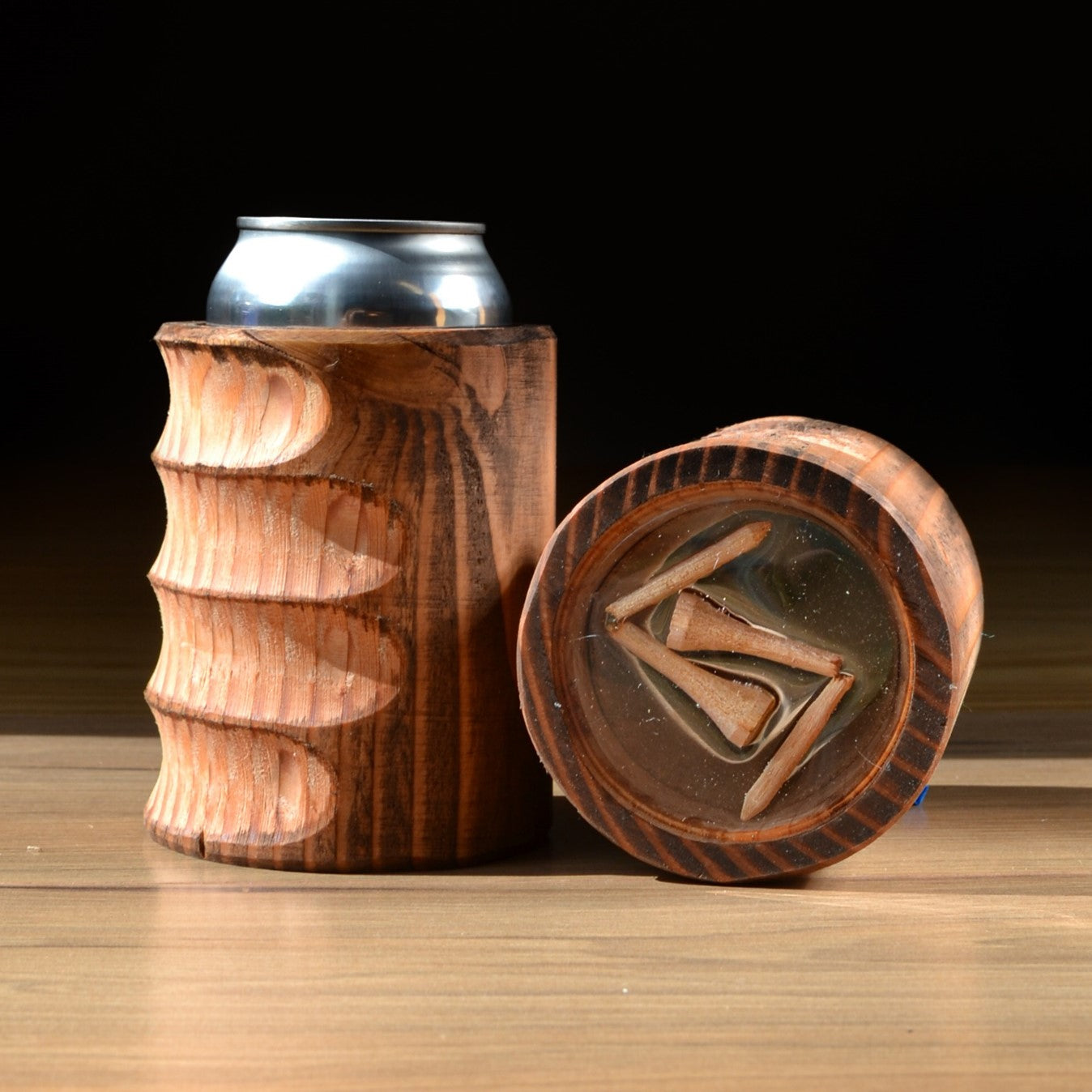 Engraved Grip It and Rip It Wooden Beer Can Cooler
