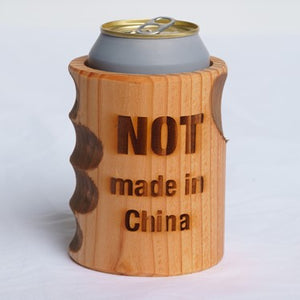 NOT MADE IN CHINA Wooden Beer Can Cooler