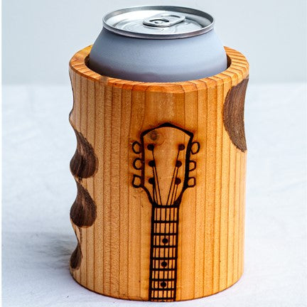 Engraved Guitar Neck Wooden Beer Can Cooler